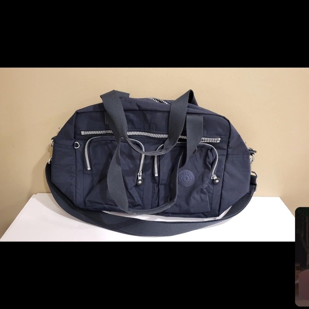 Mint Kipling Defea Large Blue Satchel Shoulder Crossbody Handbag Davina  16"x10"
